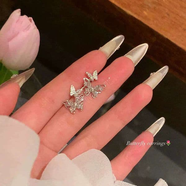 Designer Jewelry Luxury Jewelry Spring Summer Hollow-Out Zircon Butterfly For Women, High-End, Light Luxury, Elegant, Unique, Exquisite, And Stunning Earrings