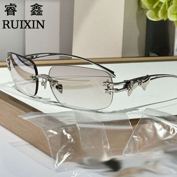 Luxury Brand Designer Sunglasses Jennie Same Style Personality Star Frameless Two-Tone Heart Sunglasses Y2k Hot Girl Glasses