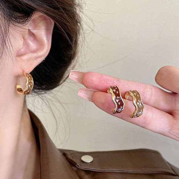 Designer Jewelry Luxury Jewelry S925 Silver Needle Irregular Enamel For Women, Simple Unique, Vintage And Cool Style Earrings