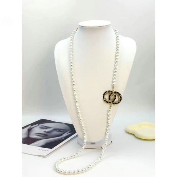 Women Pearl Necklaces Brand Letter 18K Gold Plated Designer Necklace Fashion Pearl Sweater Necklace