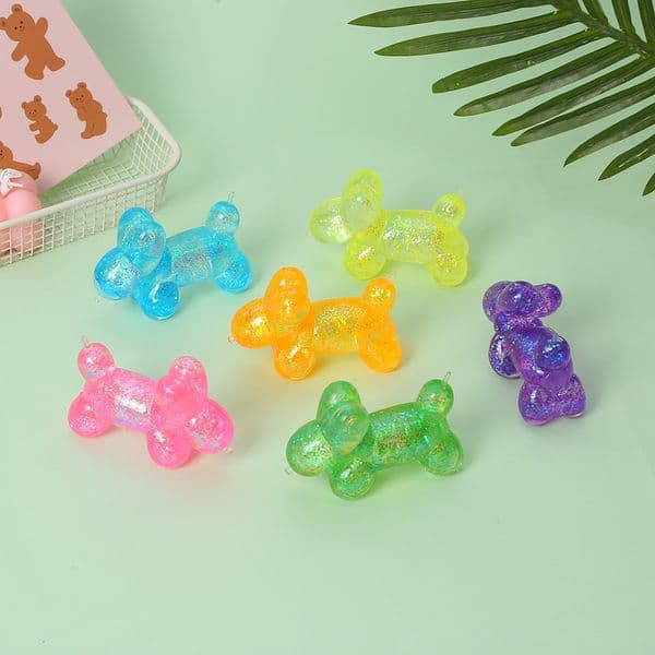 Glitter Powder Balloon Dog Sensory Toys Maltose Slow Rebound Squishy Stress Ball Fidget Toys Blue/Purple/Yellow/Pink/Green/Orange In Stock Fast Shipping..