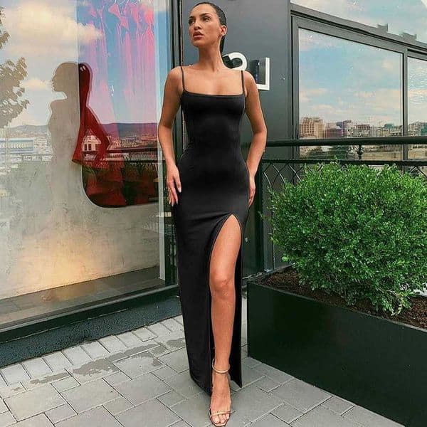 Summer Hot Y2K selling Women's Wear Slim Fit Off Back Sexy Split Dress with One Line Collar L260603