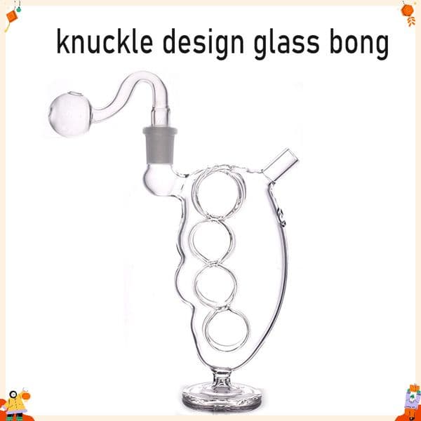 Thick heady Glass Oil Burner Bong Hand Dry Herb Tobacco Pipe Blunt Bubbler Recycler Water Tobacco Pipe with 14mm Male Smoking banger bowl with stand base