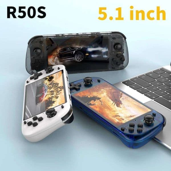 New Upgrade R50S Retro Console 128G 5.1inch IPS Screen Two-player WIFI 20000+ Classic Games Retroid Pocket Game Consolas 26W05011