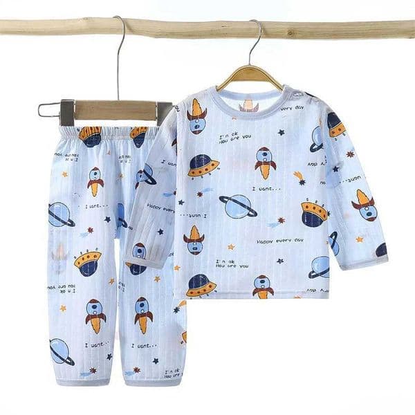 Cotton Breathable Pajamas Soft TopPants 2-Piece Set Children Boys Girls Baby Summer Cartoon Excavator He Spwear Set 1-6Y J260604