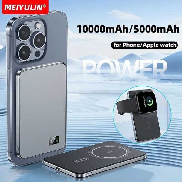 Thin Magnetic 10000mAh Wireless Power Bank 5000mAh Portable USB C Fast Charging External Battery for iPhone 16 15 Samsung L260604