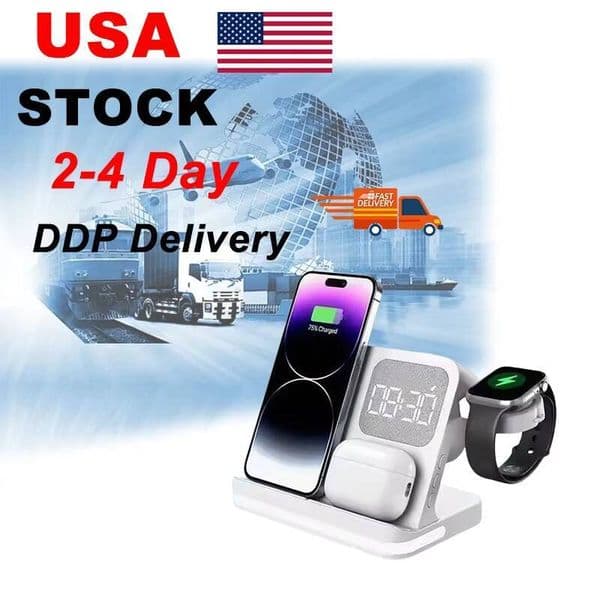 Best-Selling Product 2025: Multifunctional Night Light, Alarm Clock, 3-In-1 Wireless Charger, Phone Stand