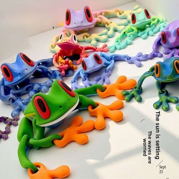 3D Printed Articulated Frog Toy, Magnetic Movable Joints Decor & Stress Relief