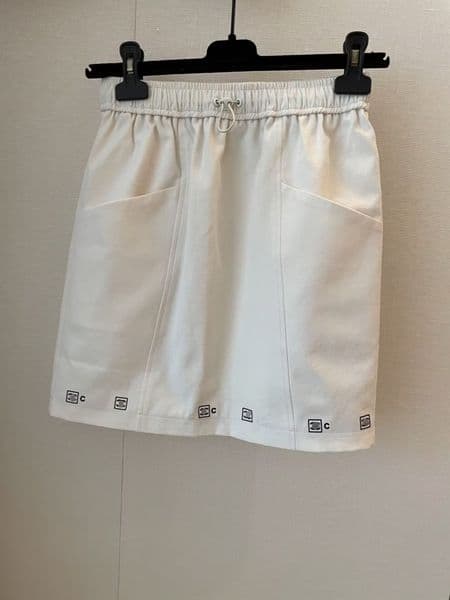 DesignerWomen Elastic Drawstring Waist A Line Mini Skirt Big Side Pockets Letter Print Hem Casual Streetwear Short Skirt 2 Colors