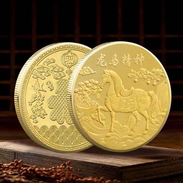 2026 Year Of The Coin Gold Traditional Success Collectibles Chinese Horse Mascot Ornament for Cars Bags Shop Window School
