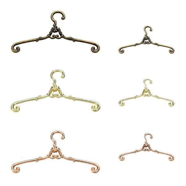 5Pcs/Set Retro Alloy For Ob11 Dollhouse Bedroom Wardrobe Decor Dolls Clothes Stand 4/6.5cm Hangers Furniture ddmynov