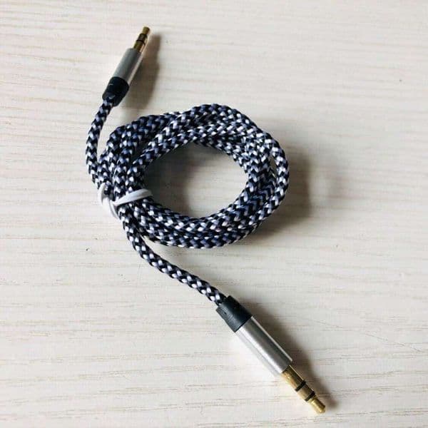 Colorful Braided Metal Head 3.5mm to Male AUX Car Audio Recording Cable 3 Sections