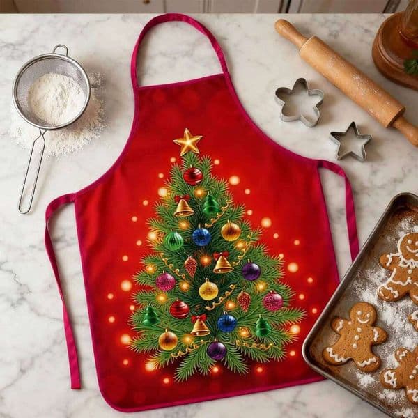 Funny Christmas Aprons Tool Accessories Holiday Apron Party for Men Women Bakers Wife Husband Family Baking Gardening Sewing