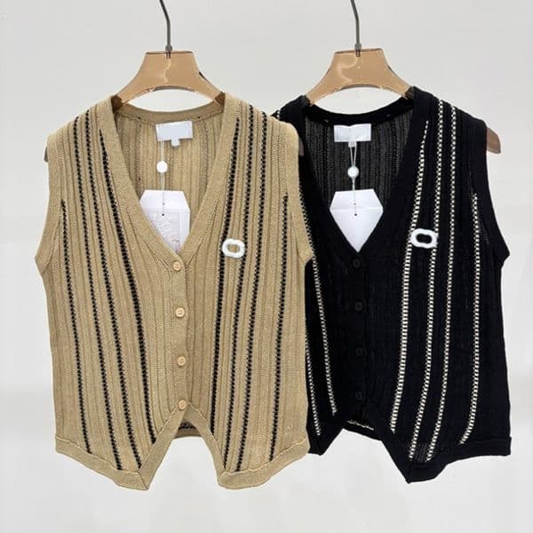 Women Designer Luxury Sexy Knitted Vest Slim Buttons Knitted Sleeveless Top Golf Knitted Summer Tank