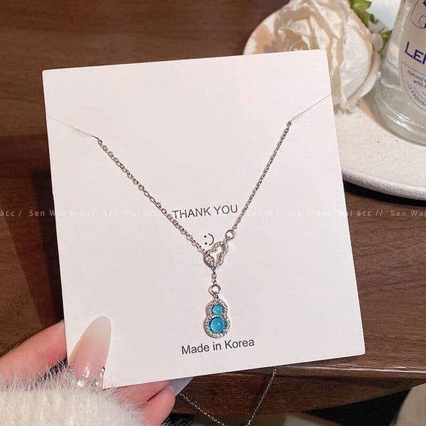 Designer Jewelry Luxury Jewelry New Chinese-Style Gourd Pendant Necklace For Women, A National-Style Design, Light Luxu And Exquisite, Fully Encrusted With Diamonds, C