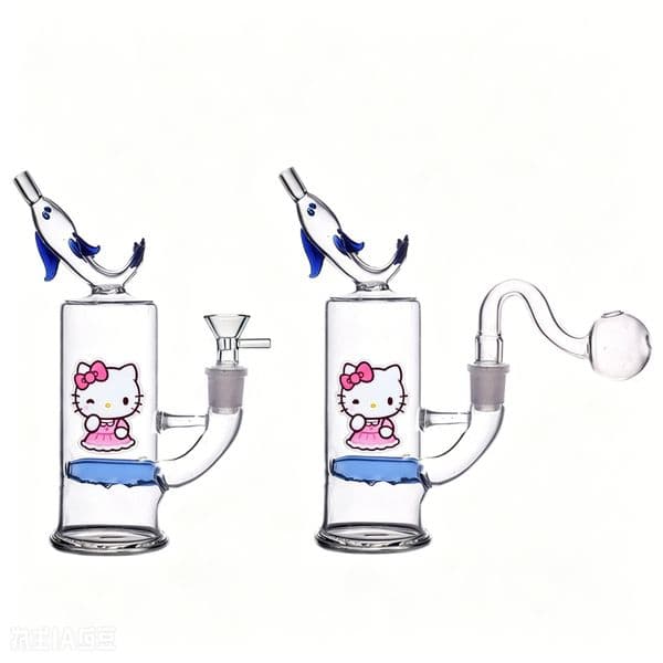 Wholesale Travel Colorful Creative dolphin Shape glass water tobacco bongs pipe Mini cute glass oil burner pipes with 14mm male smoking banger bowl