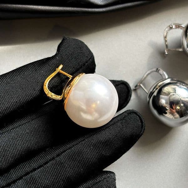 Designer Jewelry Luxury Jewelry S-Brand Large Pearl Earrings For Women, Real Gold-Plated, High-End, Light Luxury, Elegant, Vintage, Fashionable,