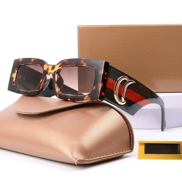 Women Men Luxury Square Sunglasses Classic Designer Shades UV400 Protection Vintage Metal Sunglasses Fashion Eyewear with Original Box
