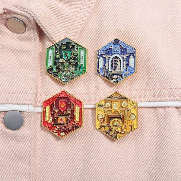 School Series Enamel Brooch Lapel Pins House Witch Shop Castle Books Car Mirror Trunk Key Magic Badge Jewelry Friend Gift