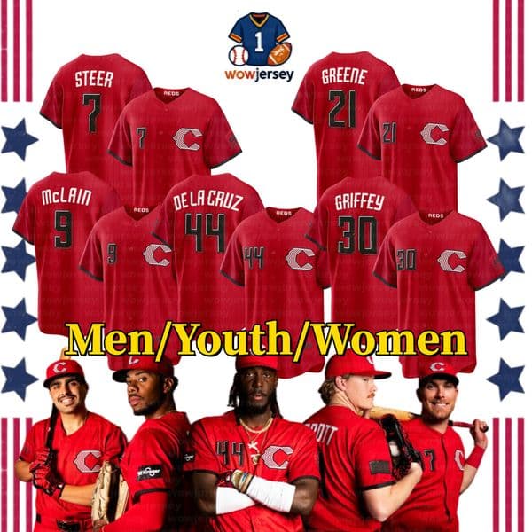 CincinnatiS Baseball Jerseys Reds Jersey Elly De La Cruz Hunter Greene Chase Burns Abbott McLain Lowder Friedl Hayes Steer Marte Arroyo Larkin Ghiffey Morgan jersey