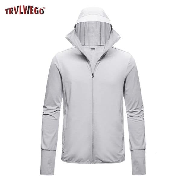 Mens UltraThin Hooded Sun Protection Jacket Ice Silk Windbreaker Travel Fishing UPF 50 Mosquito Control Elastic 260601