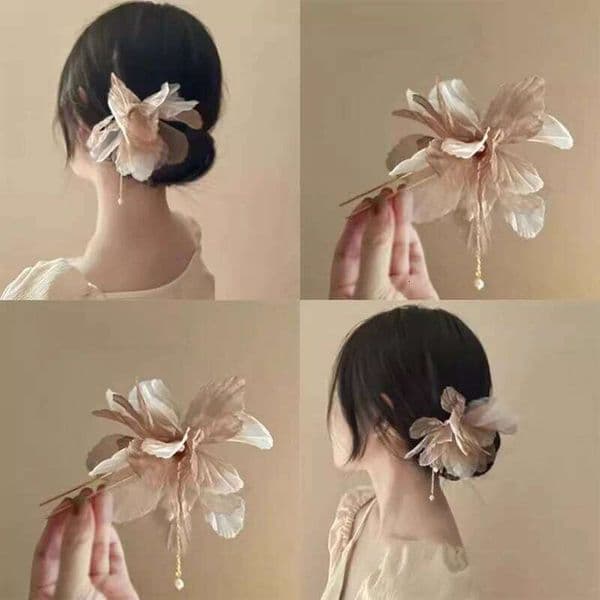 Intellectually Elegant Wind Snow Spun Flower Tassel Women's New Chinese Style Niche Design Cheongsam Coiled Hair Hairpin