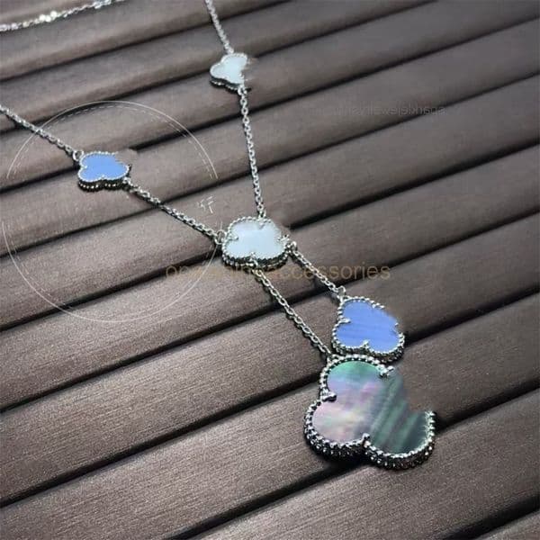 Four-Leaf Clover Necklace Six-Flower Necklace Four-Leaf Clover Natural White Mother-Of-Pearl Flower Pendant Necklace Vannes Cleef