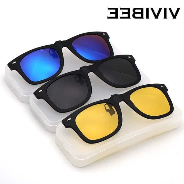on VIVIBEE Flip Up Sun Clip Glasses for Men Driving Sunglasses Light Fishing Female Anti-UVA UVB Polarized Night Vision Lens C260606