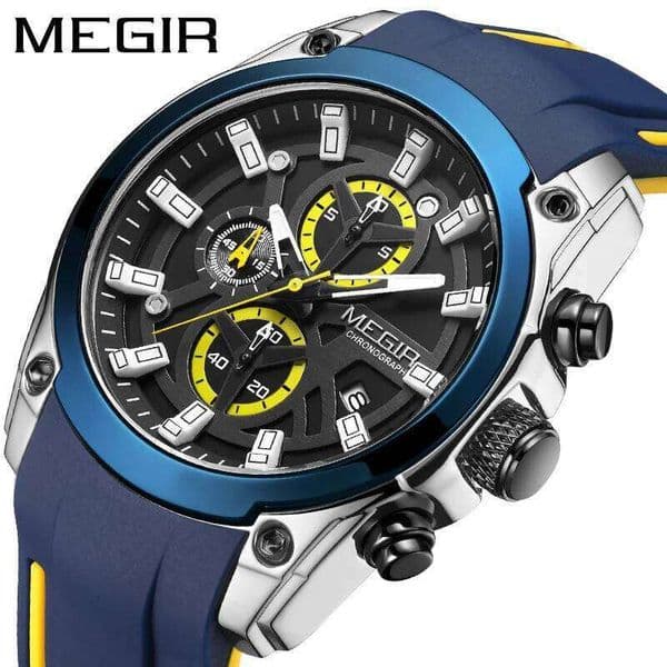 MEGIR 2144 Top Brand Luxury Watches For Men Chronograph Military Male Clock Silicone Band Business Man Sport Wristwatch Relogio 50e85