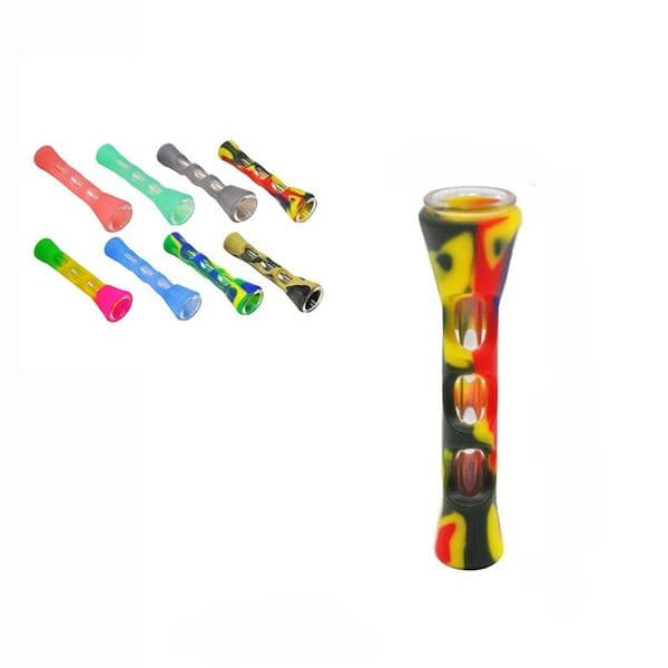 Cheap mini Creative Silicone Smoking Pipe Glass Bongs 3.4 inches Cigarette Hand Portable Mini Tobacco Pipes Cigarettes Holder