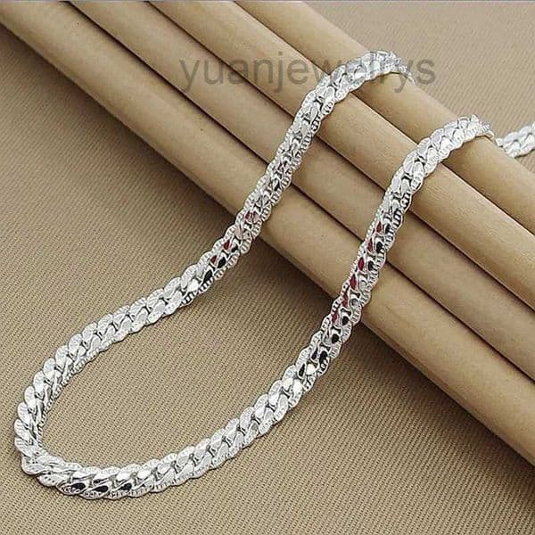 925 Sterling Silver Full Sideways Chain Necklace for Women Men Fashion Inch Sets Wedding Jewelry Gift carefully crafted to suit a variety of scenes