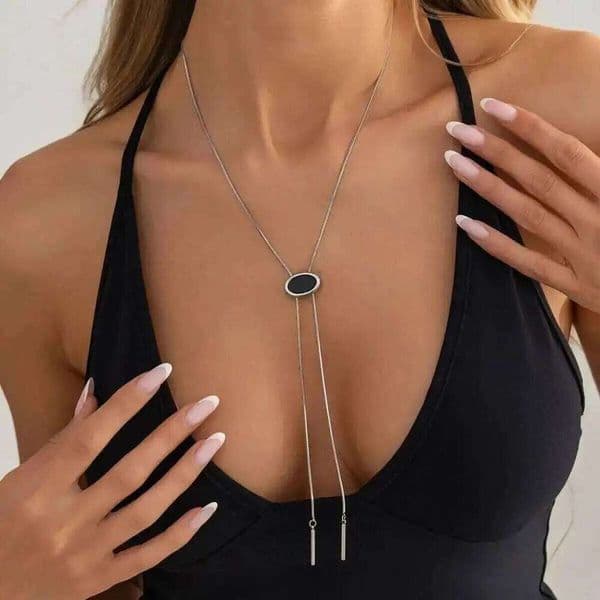 Lacteo Fashion Geometric Adjustable Long Stainless Steel Silver Color Snake Bone Sweater Chain Necklace Women Party Jewelry Gift