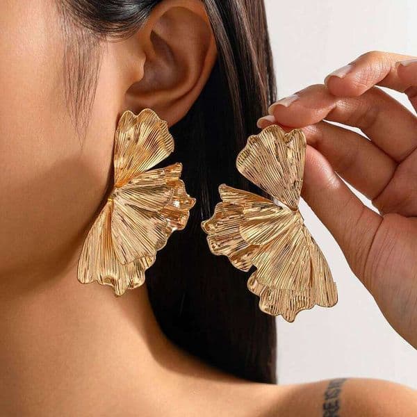 Ingemark Exaggerated Maple Leaf Stud Trend 2025 for Women Punk Geometric Piercing Earrings Grunge Jewelry Steampunk New