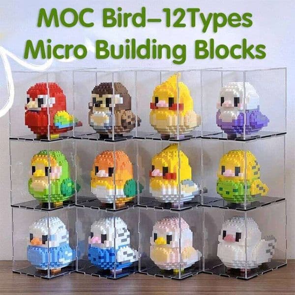 MOC Parrot Bird Micro Building Blocks Cute Cartoon Baby Animals Pet Budgie Sparrow Pigeon Bricks Assemble Toys Children Gift a d