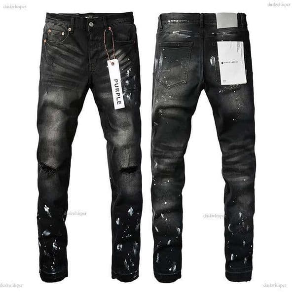 Purple Mens Designer Jeans Fashion Distressed Ripped Bikers Denim cargo For Men and Women Black Pants Top Quality 944