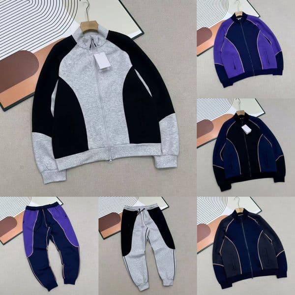 Mens Sports tracksuit Designer Knitted Patchwork Tech fleece Zip jackets Pants Set 2 Piece Suit hooded sweater Trousers Track suits Bottoms Running Joggers top a8