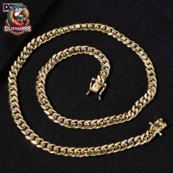 Hiphop 8mm Cuban Link Chain Necklace Tight Plain Monaco Chain 925 Sterling Silver Miami Cuban Chain