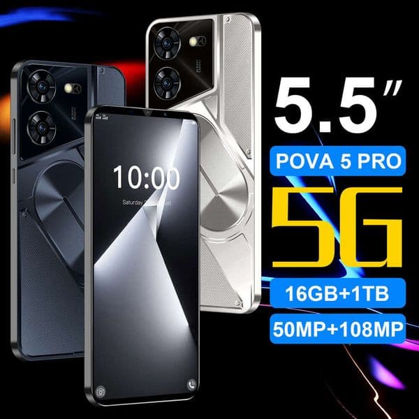 Pova5pro Smartphone 16+1Tb Hot-Selling Export Android 5.5Inch Low-Priced Phone Unlocked Smartphone JIKEJIANG