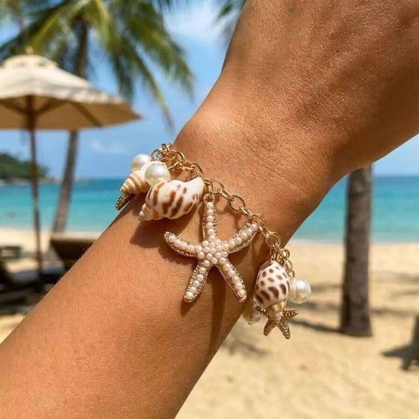 Bohemia Handmade Shell Conch Chain for Women Elegant Imitation Pearl Pendant Bracelet Summer Beach Jewelry Gifts