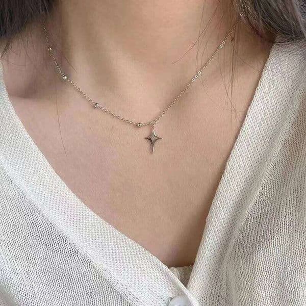 Four-Pointed Star Pendent Necklace Simple Clavicle Chain Trendy Girl Choker Fashion Jewelry