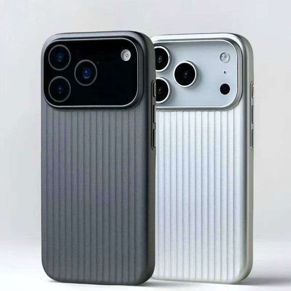Luxury Stripes Metallic Paint Armor Case For iPhone 17 Air 16 15 14 13 Pro Max Shockproof Camera Protective Slim Matte PC Funda 26W0608