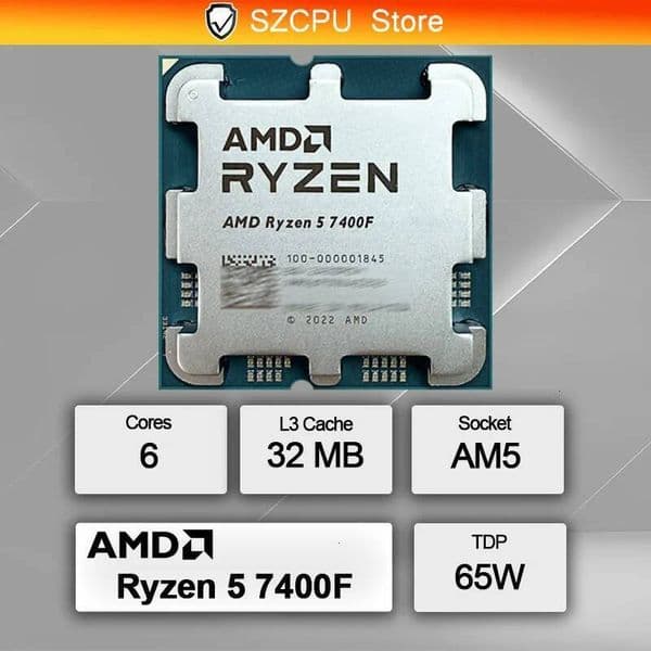 AMD Ryzen 5 7400F R5 7400F New 37GHz 5NM L332M 100-000001845 Socket AM5 but without cooler