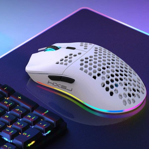 Wireless Gaming Mouse with RGB Lighting Rechargeable Battery Honeycomb Design24G USB Plug Play Right-Handed Comfort Z260608