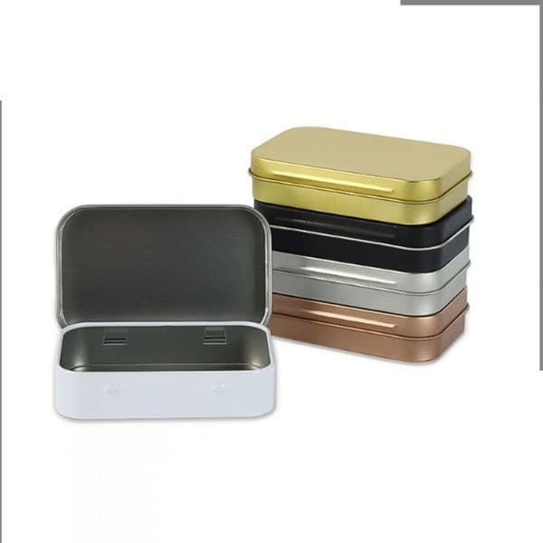 Metal Rectangular Empty Hinged Tins Box Containers Mini Portable Box Small Storage Kit Home Organizer
