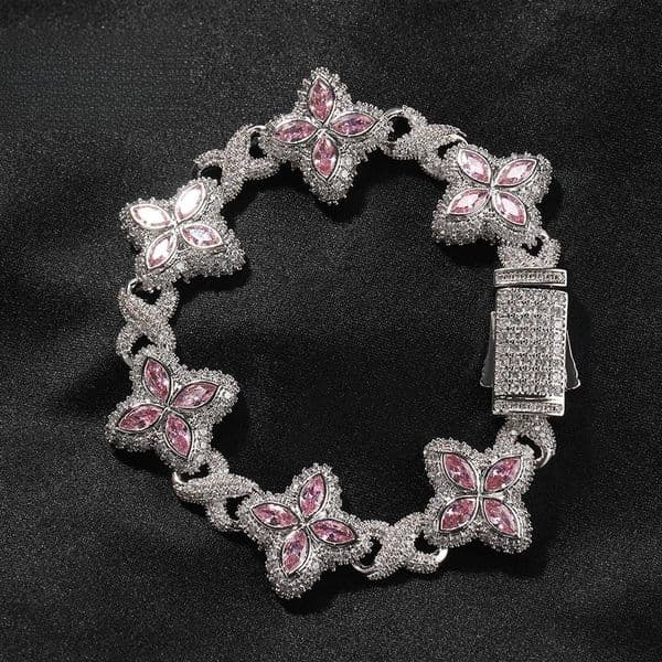 Hip Hop Rap Chain Infinity Four-leaf Clover Bracelet Fashion Trendy Cool High-end 5A Zircon Colorful Necklace Jewelry Designer Jewlery For Women