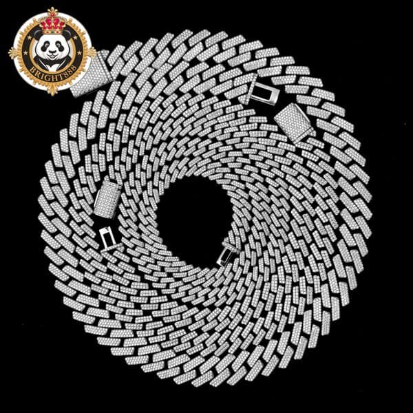 8mm 12mm Cuban Link Chain Necklace 925 Silver VVS Iced Out Hiphop Moissanite Cuban Chain