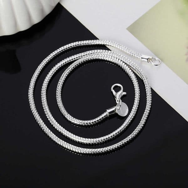 Sterling Silver 16-30inch 3MM 925 Snake Bone Chain Necklace For Women Men Wedding Fashion Jewelry Charm Gifts C260610