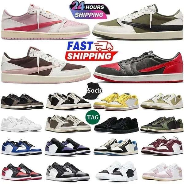 Top Quality Basketball Shoes For Men Women 1 Sneakers Dark Mocha Black White University Blue Bred Patent Lucky Green Light Smoke Grey Outdoor Sports Trainers