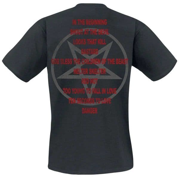 Mtley Cre Shout At The Devil Tour Tee Glam Rock T-Shirt with Vintage Band Photo Tracklist Print Band Fan Merch C260610