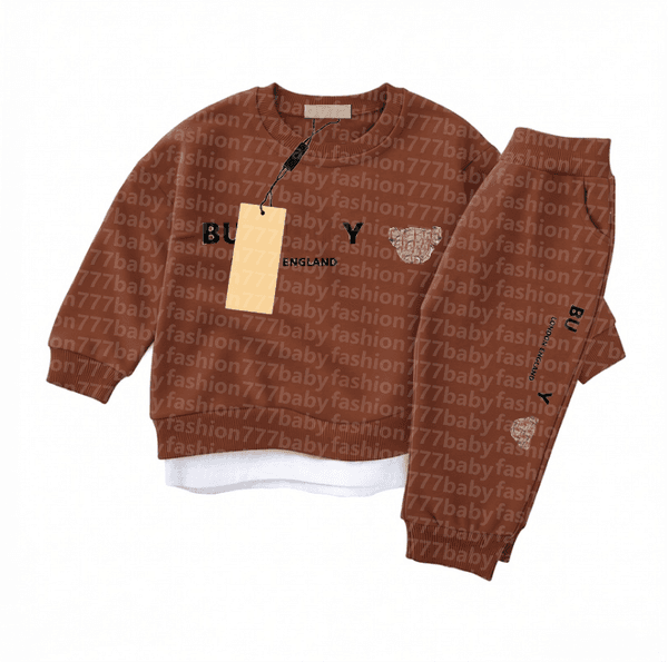Autumn Winter Hot sale children's Clothing Cotton O-neck sweater BABY boys girls cotton Garment kids Designer printing Outdoor sports sweater pants 2 PC Set